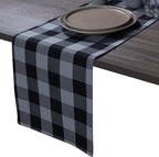 Native Fab Table Runner Buffalo Check Plaid 100% Cotton - 13x72 Inches Kitchen Dining Table Decoration for Indoor Outdoor Farmhouse Home Party Decor - Black, Grey