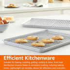 Amazon Basics Ceramic Nonstick Baking Sheets & Cooling Rack Set, Non-Toxic, Half Sheet Size, 2-Pack, Gray