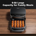 Pizza Air Fryer,11-IN-1 Large Air Fryers, Non Toxic,Max Crisp, Air Fry, Air Roast, Reheat, Dehydrate, Max Crisp Technology with 450F,6QT