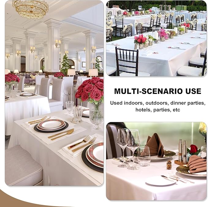 Fitable Elegant Red Rectangle Table Clothes, 6 Pack - 90 x 132 Inch - Reusable and Washable Tablecloths, Polyester Fabric Table Covers for Wedding, Party, Banquet, Formal Events