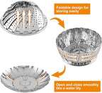 Steamer Basket, Stainless Steel Vegetable Steam Baskets for Steaming Cooking Expandable to Fit Various Size Pot (5.5" to 9.3")