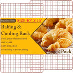 2PCS Cooling Racks for Cooking and Baking - 10" x 16"Heavy Duty Stainless Steel Wire Rack for Baking, Grilling, Roasting - Oven & Dishwasher Safe - Fits Half Sheet Pan（Rose Gold）