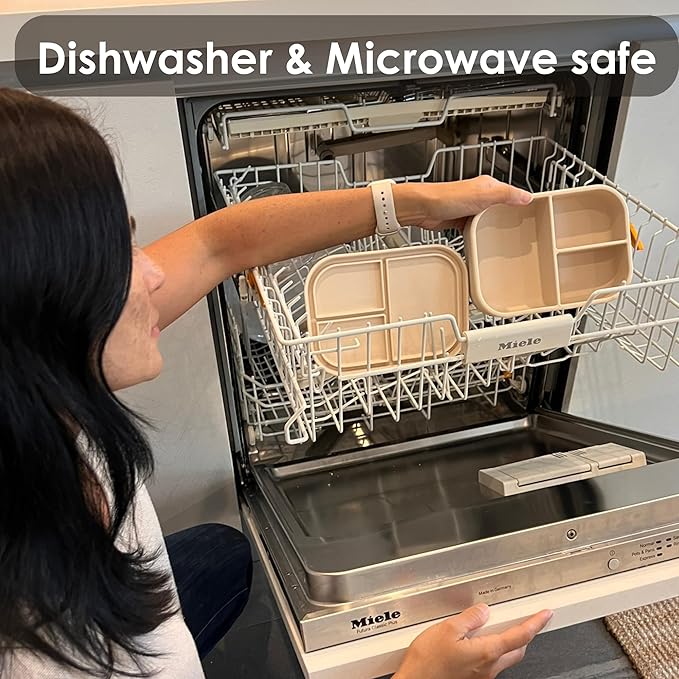 Ali+Oli Silicone Bento Box (Pine) Lunch Box for Kids, Toddlers, Preschoolers & Adults | BPA-Free and Spill-Proof | Ideal for School, and On-the-Go Meals| Perfect for Lunch, Snacks, and Meals