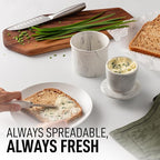 Zulay Kitchen Porcelain Butter Crock With Lid & Knife - Authentic French Butter Dish For Fresh & Spreadable Butter - Marble