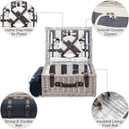 Picnic Basket Sets for 2 Persons with Insulation Cooler,Waterproof Picnic Blanket, Tableware for Family,Party,Outdoor Living,Camping Gift
