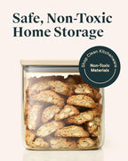 Caraway 2.5qt Glass Airtight Food Storage Container with Lid – Non-Toxic, BPA-Free Kitchen Storage Container – Stackable, Space-Saving Airtight Container for Dry Goods and More - Gray