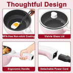Dezin Hot Pot Electric Upgraded, Non-Stick Sauté Pan, Rapid Noodles Electric Pot, 1.5L Mini Portable Hot Pot for Steak, Egg, Fried Rice, Ramen, Oatmeal, Soup with Power Adjustment