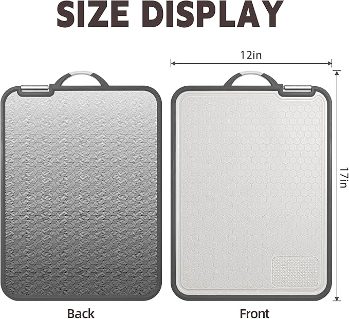 Cutting Board Double Sided,Large Size 11.8” x 15.6 ”，Food Grade 304 Stainless Steel Kitchen Cutting Board,Stainless Steel and Wheat Straw PP,Eco-friendly and easy to clean(1pcs)