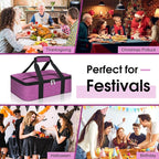 Insulated Casserole Carrier, Portable Casserole Carrier for Hot or Cold Food Lunch Tote Warmer or Cooler Bag, Lasagna Lunch Bag for Potluck Parties- Fits 9" x 13" Baking Dish-Rose Purple