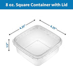NYHI 40 Pack Square Clear Deli Containers with Lids Disposable BPA Free Square Plastic Food Storage Containers with Lids Airtight for Meal Prep Take Out Kitchen (8 oz)