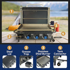 Razor Griddle Gas Grill & Griddle for Backyard Cooking and Camping, Portable Tabletop Stove