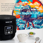 MAGiC COM Rice Cooker 4 Cup(Uncooked) 8 Cup(Cooked), Small Rice Cooker with Steamer, One Touch Healthy Cooking & Warmer, Slow Cooker with Nonstick Inner Pot, 24 Hour Delay Timer, Grain Cooker/Black