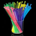 100 Pieces Disposable Plastic Round Top Crystal Swizzle Sticks (MultiColor)