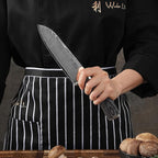 Wakoli EDIS Damascus 3-Piece Knife Set – Japanese Style Kitchen Knives | Genuine Damascus Steel Blades with VG10 Core | Ergonomic Pakkawood Handles | Professional Chef Knife Set in Wooden Gift Box