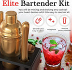 Highball & Chaser Cocktail Shaker Set: Bartender Kit for Home Bar Mixology Cocktail Bar Set Plus E-Book with 30 Recipes (Antique Gold)