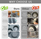 To encounter Small Silicone Muffin Pan, 2 Pack 12-Cup, Nonstick Baking Cups, Cupcake Pan with Metal Reinforced Frame More Strength