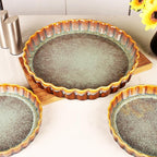 Large Quiche Tart Pans Pan Set of 2, 13.5 oz Ceramic Au gratin pans, Fluted Ruffled Edge for Quiche Baking Dish/Pie Pan, Microwave Freezer Dishwasher Oven safe, Great Gift for Bakers