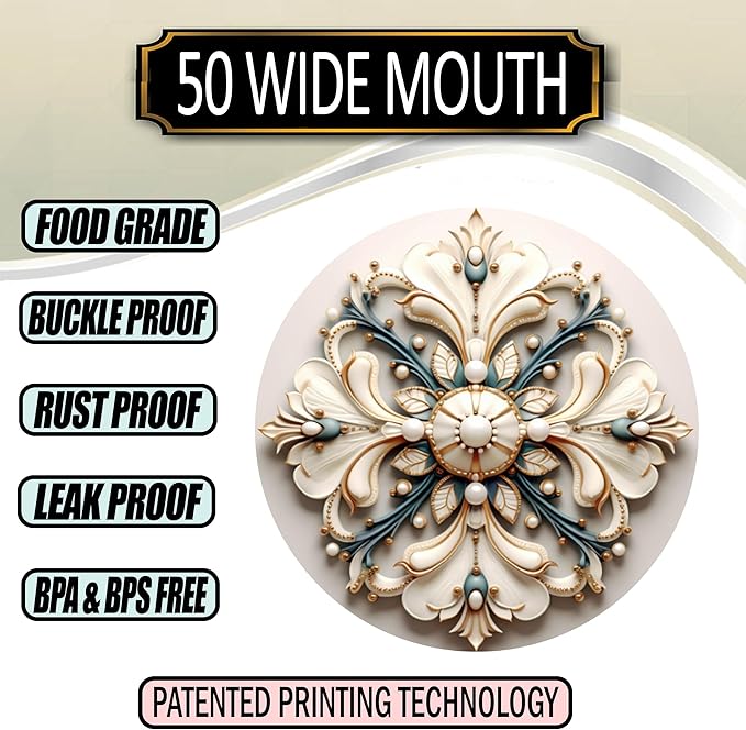 Supa Ant Thickest Canning Lids Wide Mouth (50 Pcs.) Food Grade Tin Can Lids for Canned Food - Buckle Proof & Rust Proof Lid for Canning Kit for Wide Mouth Mason Jars (White Pearls) Canning Supplies