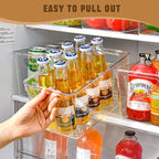 12 Pack Middle Organizers and Storage, Pantry Organization and Storage Bins, Cabinet Organizer, Clear Plastic Storage Containers with Handle，Acrylic Storage Bins for Cabinet, Fridge