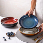 LERATIO Pasta Bowls,Ceramic 38oz Pasta Bowls,9.0" Reactive Glaze Pasta Bowl Set of 4,Microwave & Dishwasher,Oven Safe,Large Wide Serving Bowls for Salad, Dessert,Pizza,Fruit -Colorful