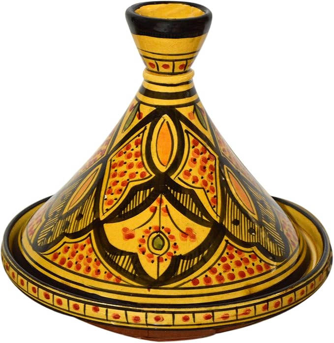 Moroccan Handmade Serving Tagine Exquisite Ceramic With Vivid colors Original 8 inches Across