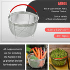 Original Salbree Steamer Basket for 8 qt quart Instant Pot Accessories, Stainless Steel Strainer and Insert fits IP Insta Pots, Instapot, Other Pressure Cookers, with Silicone Handle [3qt 6qt avail]