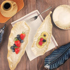 Serving Platter Olives Plate Set of 2, Large Serving Tray for Entertaining, Porcelain Trays and Platters, Salad Appetizer Tray,Dishwasher & Microwave Safe,Gradient beige 14.5 Inch