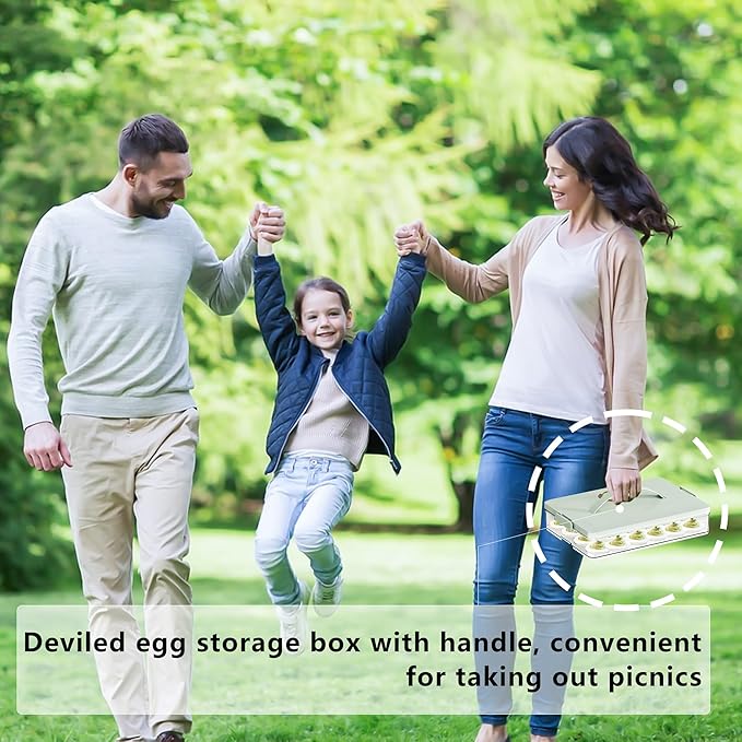 Deviled Egg Containers With Lid, Clear Deviled Egg Platter With Handle For 24 Eggs, Fridge Stackable Storage Deviled Eggs Tray Carrier, Suitable For Camping, Easter, Christmas (White)