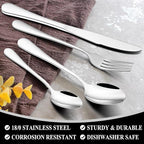 60-Piece Silverware Flatware Cutlery Set, Wildone Stainless Steel Tableware Utensils Service for 12, Include Dinner Knives/Forks/Spoons, Mirror Polished, Dishwasher Safe