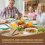 5-Piece Matte Black Gold Stainless Steel Large Hostess Set With Round Edge Satin Finish Dishwasher Safe - Large Serving Set Including Fork, Knife, Sugar Spoon And Slotted Spoon