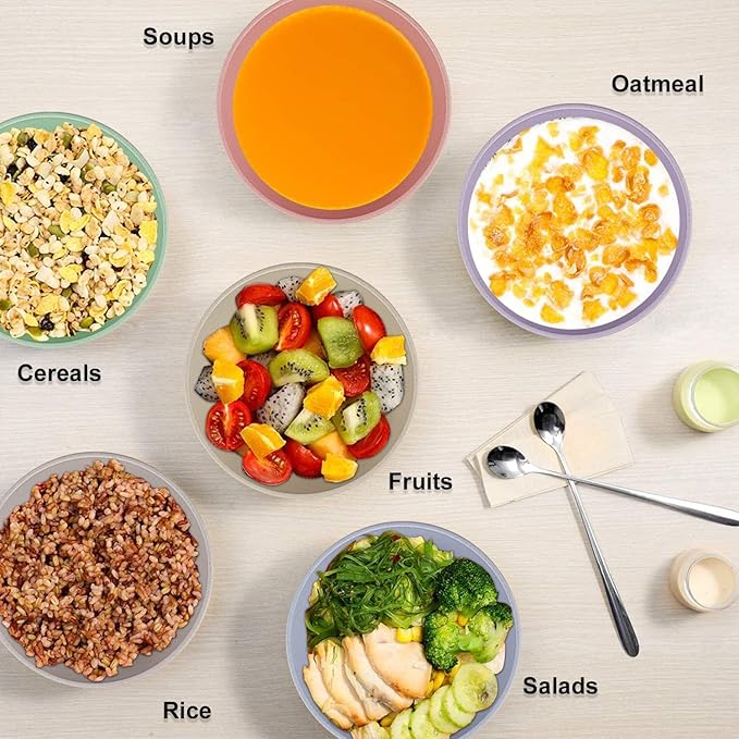 Wheat Straw Bowls Set 60 OZ Unbreakable Large Cereal Bowls Set of 6 Microwave and Dishwasher Safe Bowls Big Bowls for Dorm and Apartment BPA Free Soup Bowl for Serving Oatmeal and Salad Etc…