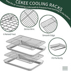 Half Sheet Pans with Rack Set [2 Pans + 2 Racks], CEKEE Stainless Half Size Large Baking Sheets with Rack -18 Inch Baking Tray Set- Rust & Warp Resistant & Heavy Duty Large Cookie Sheet
