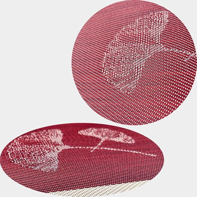 PIGCHCY Rustic Placemats Set of 6, Easy to Clean Placemats Washable Non-Slip Luxurious Durable Table Mats for Home/Dining Room Decoration (Red,18 X 12 inches)