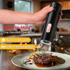 Electric Salt and Pepper Grinder Set – Rechargeable Automatic Mills with 6-Level Adjustable Coarseness, White LED Light, Large 110ml Capacity and Storage Base