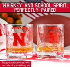 Greenline Goods – University of Nebraska Cornhuskers College Whiskey Glasses (Set of 2), 10 oz – Full-Color Logo + Campus Map