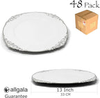 allgala 13-Inch 48-Pack Case Lot Heavy Quality Round Charger Plates-Floral White Silver Trim-HD80842