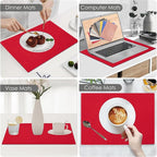 Cloth Placemats Set of 4, Cotton Blend Durable Layered Table Mats, Non-Slip Wrinkle Free Place Mats for Dining Table, Easy to Clean (Chinese Red, 13x19 Inch)