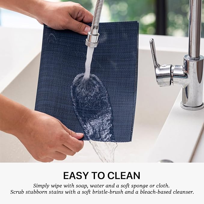 LEXMORE Placemats Set of 4 Vinyl/Plastic Woven Place Mats for Kitchen Table Indoor/Outdoor Washable Placemat Wipeable Dining Table Mats(Navy Blue)