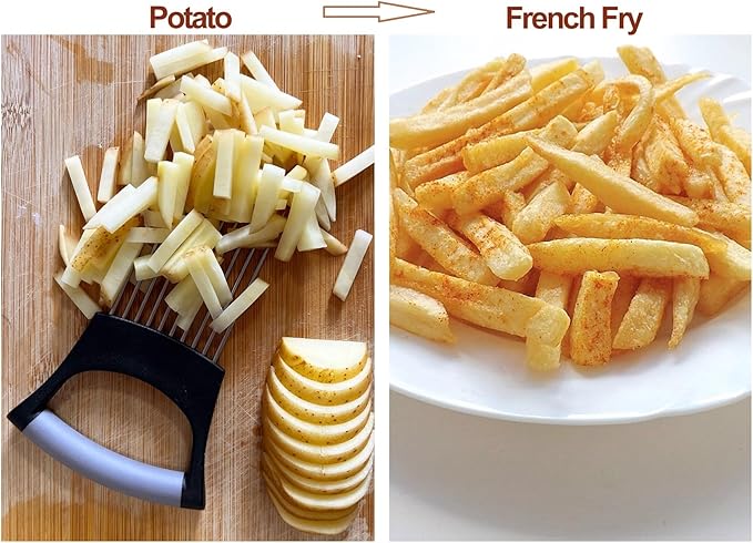 Onion Holder for Slicing Onion Slice Holder Kitchen Chopper Assistant Tool,Vegetable Cutter with Protective Cover for Tomato,Lemon,Potato,Egg,Food Slice Assistant,Home Kitchen Tool (Black & Gray)