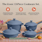 Our Place Cookware Set - Complete 13-Piece Set Including Always Pan 2.0, Mini Always Pan, Perfect Pot, and Mini Perfect Pot | Multifunctional, Toxin-Free Nonstick | Replaces 36 Pieces | Blue Salt
