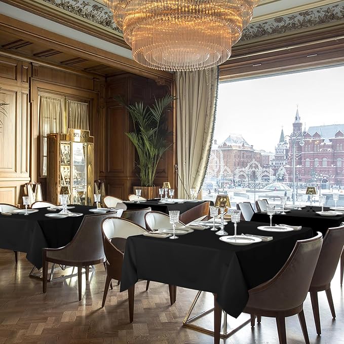 sancua Black Tablecloths for 6 Foot Rectangle Tables, 6 Pack - 60x102 Inch - Washable Fabric Cloth Table Cloth for Wedding Party, Birthday, Banquet Reception, Reusable Polyester Table Covers