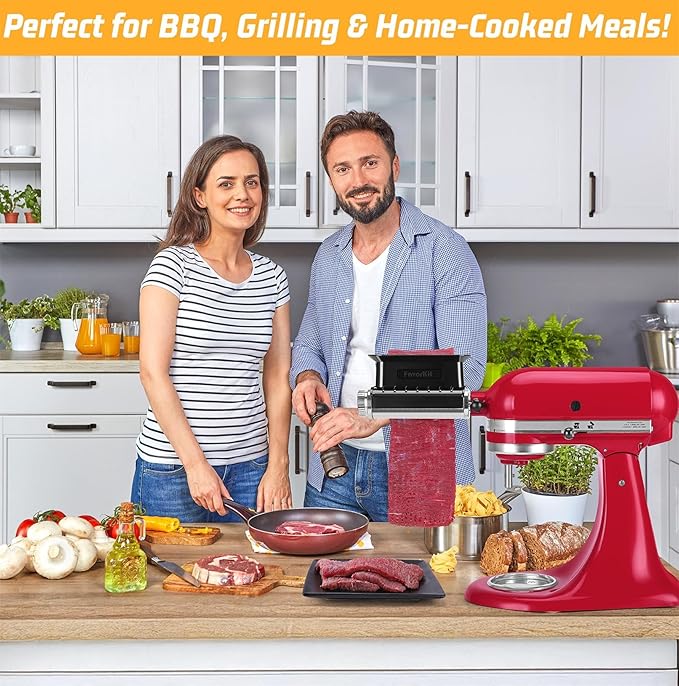 3 Thickness Adjustable Meat Tenderizer Attachment for Kitchenaid Mixers,Steak Cuber Processor Accessories for Kitchen aide,Dishwasher Safe, Black