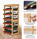 VASMIA Wine Rack Free Standing Floor, 6-Tier Display Wine Storage Shelves with Table Top, 24-Bottle Bamboo Wine Rack Shelf for Kitchen Bar Dining Room Living Room, Natural
