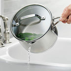 KitchenAid 3-Ply Base Brushed Stainless Steel Induction Pots and Pans Set with Nonstick Round Grill Pan and Lids, Dishwasher Safe, 10 Piece Cookware Set, Brushed Stainless Steel