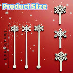 60 Pcs Snowflake Drink Stirrers Bulk, 5.9 Inch Wooden Cocktail Picks with 3 Unique Snowflake Designs, Bamboo Toothpicks for Appetizers, Coffee Bar, Beverages, Winter Christmas Party Supplies