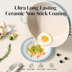 Redchef Ceramic Saute Pan with Lid, Nonstick Deep Frying Pan, 5QT Jumbo Cooker with Helper Handle & Lid, Non Toxic Ceramic Cooking Pan, Chef Pan, Dishwasher & Oven Safe, PFAS PFOA & PTFE Free（Blue）