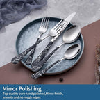 20-Piece Black cracks Silverware Set 18/0 Stainless Steel Silverware Set Yellow Handle Cutlery Black Set Service for 4 Dinner Knives Forks Spoons Set Flatware Set Finish Dishwasher Safe