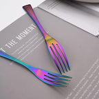 Luxury 18/10 Stainless Steel Matte Rainbow Colorful Cutlery Flatware Set - Utensil Set Steak Spoons and Forks Knife Silverware Set,Service for 4 (24-Piece)