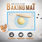 28 * 20 inches Blue, Non-Slip Silicone Baking Sheets - Baking Mat with 0.7mm Thickness - Non-Stick Pastry & Cookie Mat for Kitchen Counter for Rolling Out Dough with Measurements.
