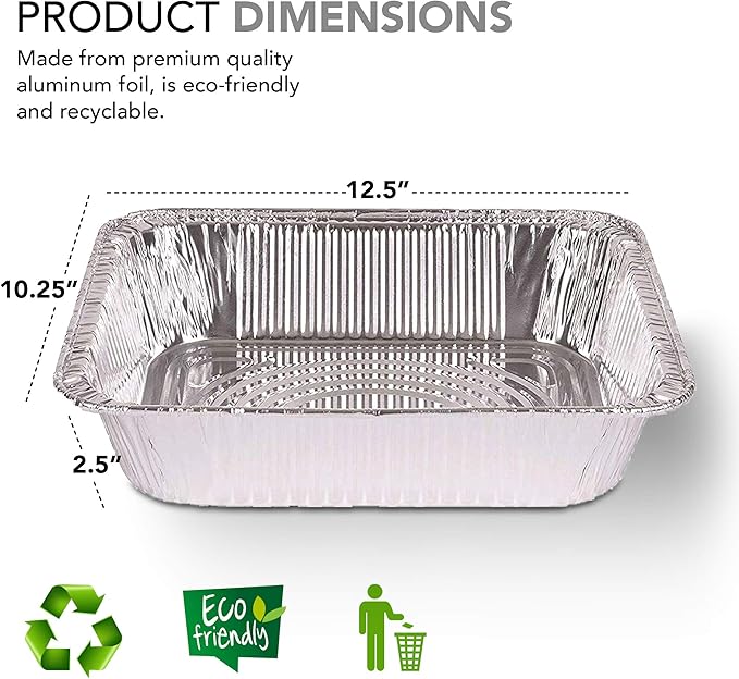 Stock Your Home Aluminum 9x13 Disposable Foil (25 Pack) – Half Size Deep Steam Table for Cooking, Heating, Storing, Prepping Food